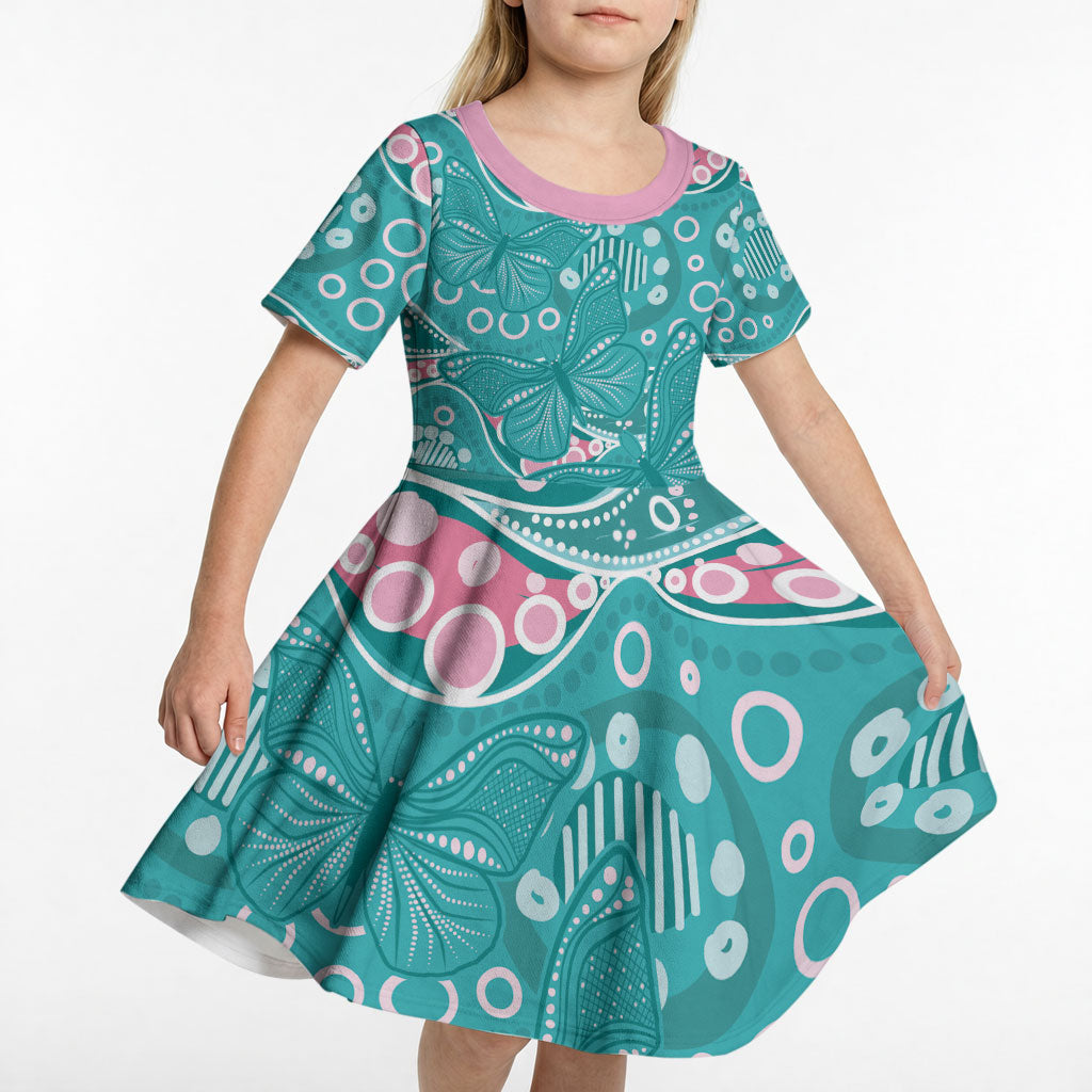 Australia Hereditary Cancer Prevention Kid Short Sleeve Dress Aboriginal Butterflies