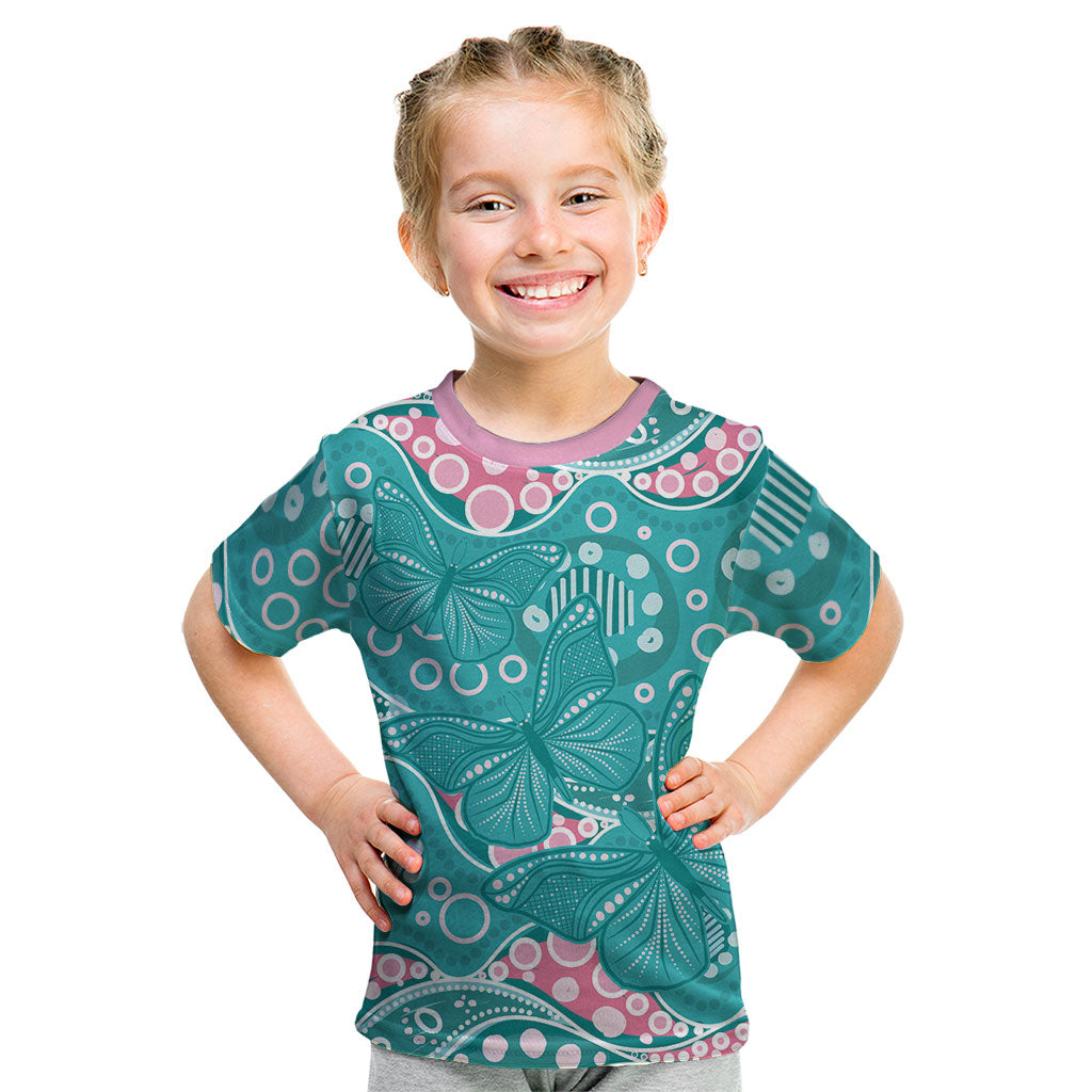Australia Hereditary Cancer Prevention Kid T Shirt Aboriginal Butterflies