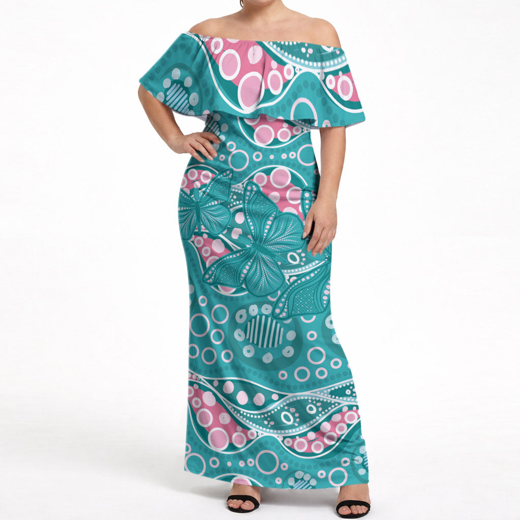 Australia Hereditary Cancer Prevention Off Shoulder Maxi Dress Aboriginal Butterflies