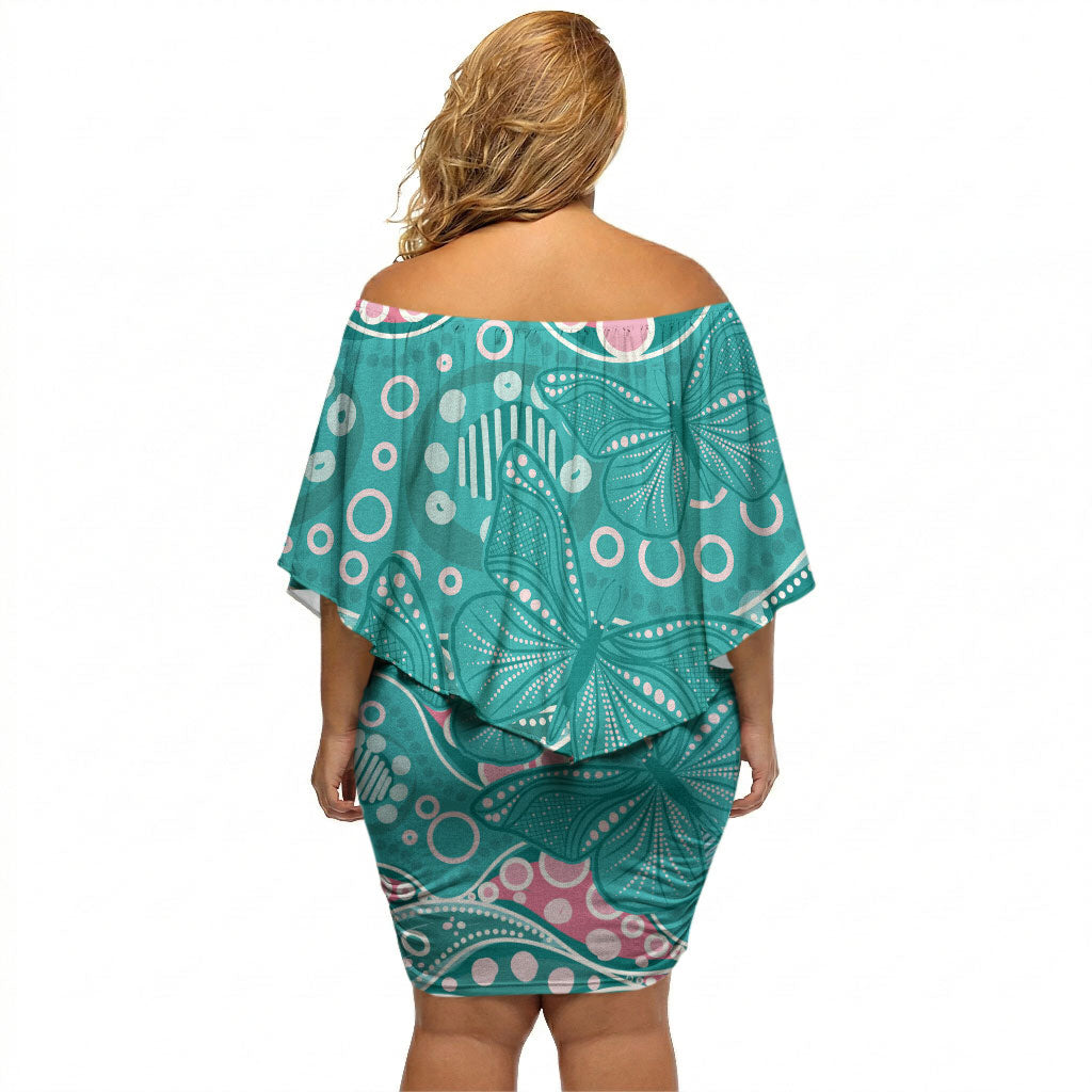 Australia Hereditary Cancer Prevention Off Shoulder Short Dress Aboriginal Butterflies
