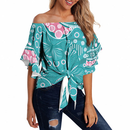 Australia Hereditary Cancer Prevention Off Shoulder Wrap Waist Top Aboriginal Butterflies
