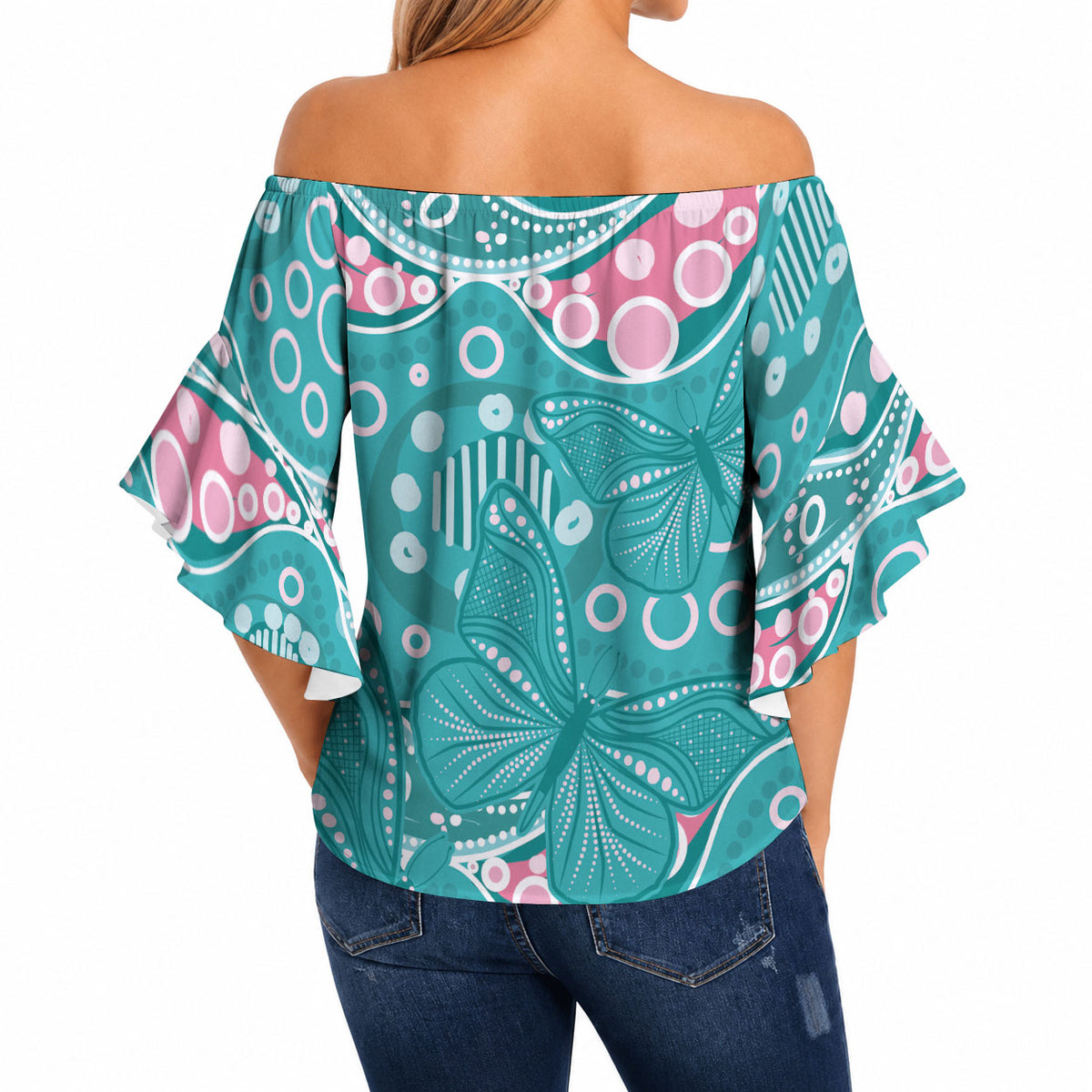 Australia Hereditary Cancer Prevention Off Shoulder Wrap Waist Top Aboriginal Butterflies
