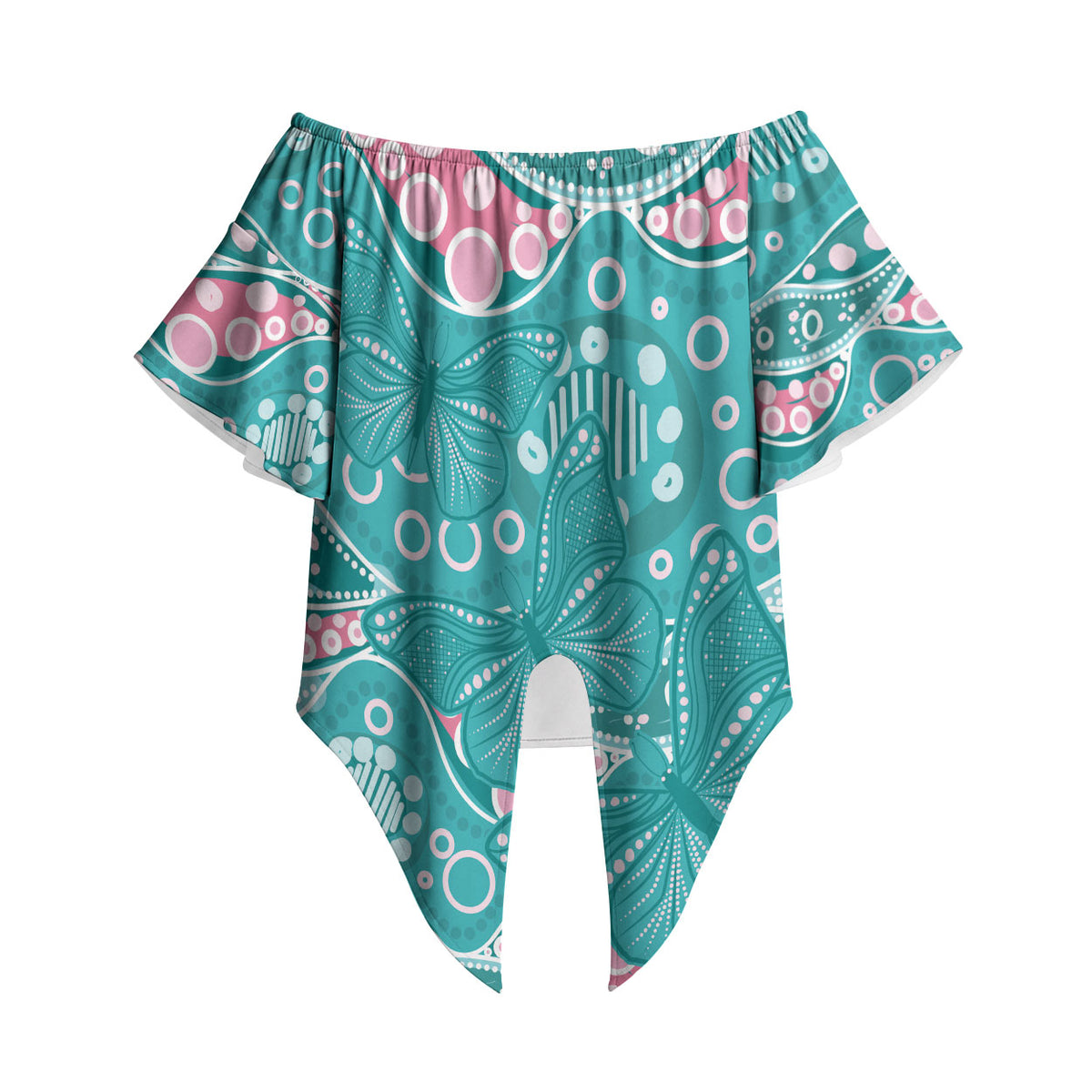 Australia Hereditary Cancer Prevention Off Shoulder Wrap Waist Top Aboriginal Butterflies