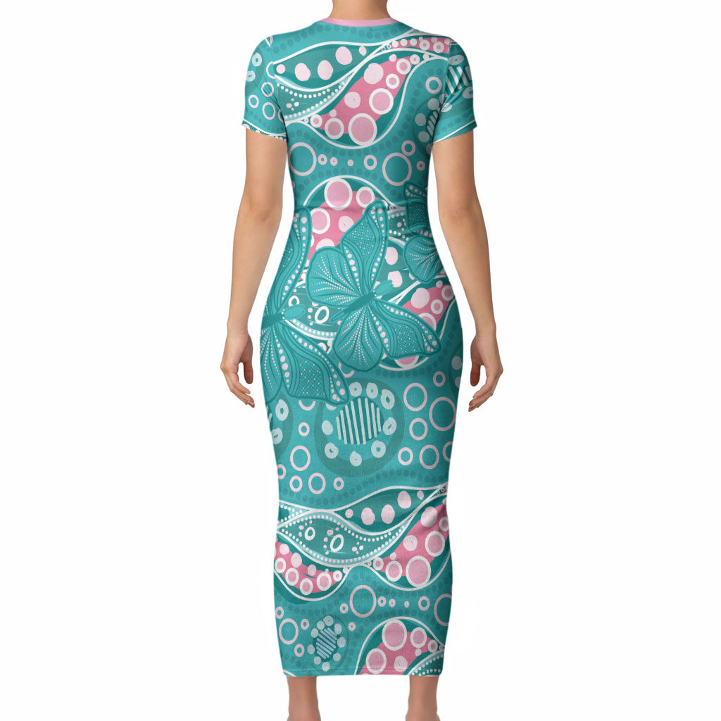 Australia Hereditary Cancer Prevention Short Sleeve Bodycon Dress Aboriginal Butterflies