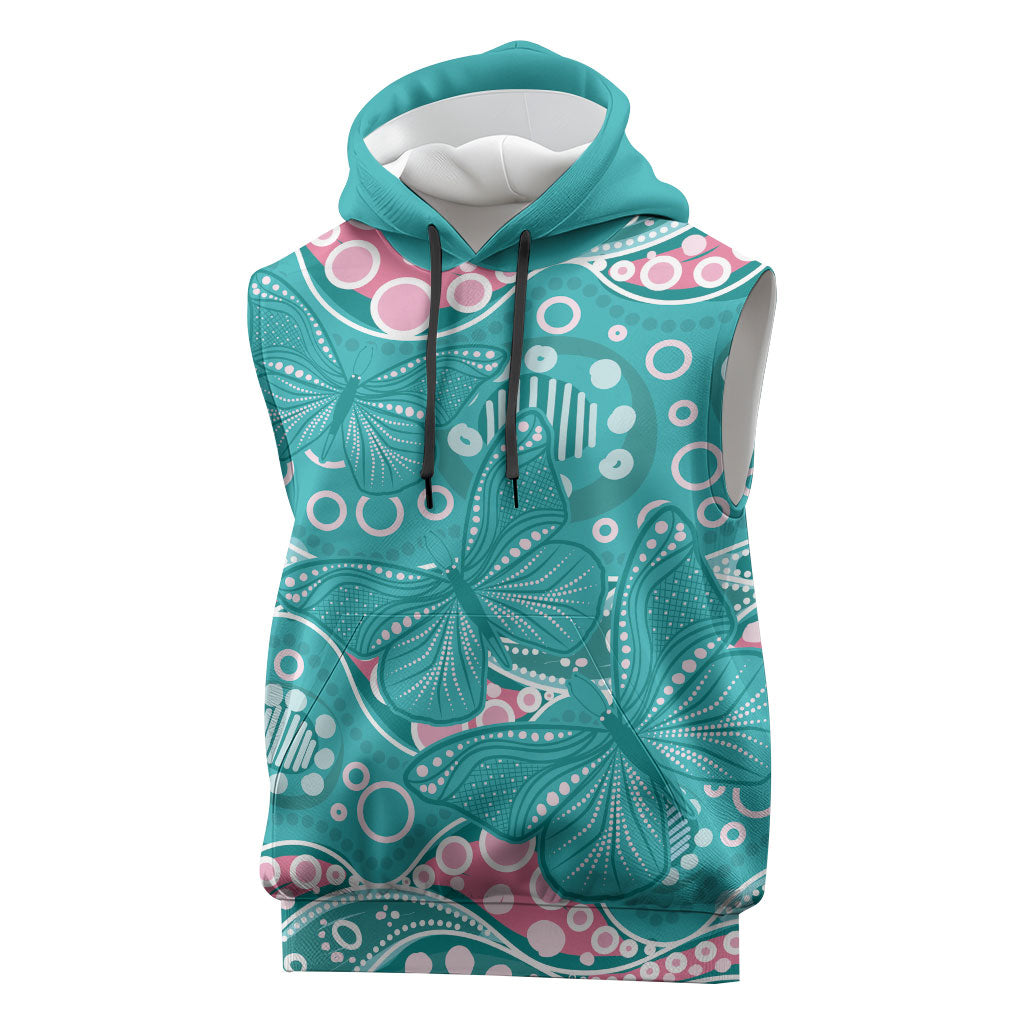 Australia Hereditary Cancer Prevention Sleeveless Hoodie Aboriginal Butterflies
