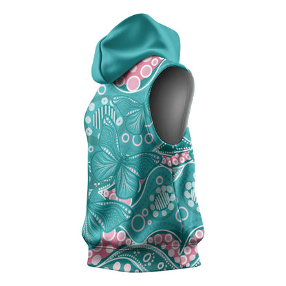 Australia Hereditary Cancer Prevention Sleeveless Hoodie Aboriginal Butterflies