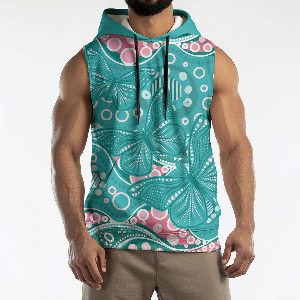 Australia Hereditary Cancer Prevention Sleeveless Hoodie Aboriginal Butterflies