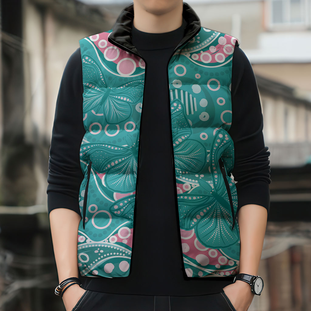 Australia Hereditary Cancer Prevention Sleeveless Puffer Jacket Aboriginal Butterflies