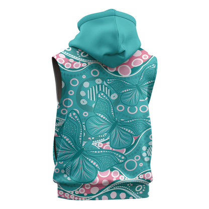 Australia Hereditary Cancer Prevention Sleeveless Zip Hoodie Aboriginal Butterflies