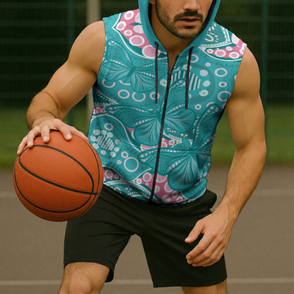 Australia Hereditary Cancer Prevention Sleeveless Zip Hoodie Aboriginal Butterflies