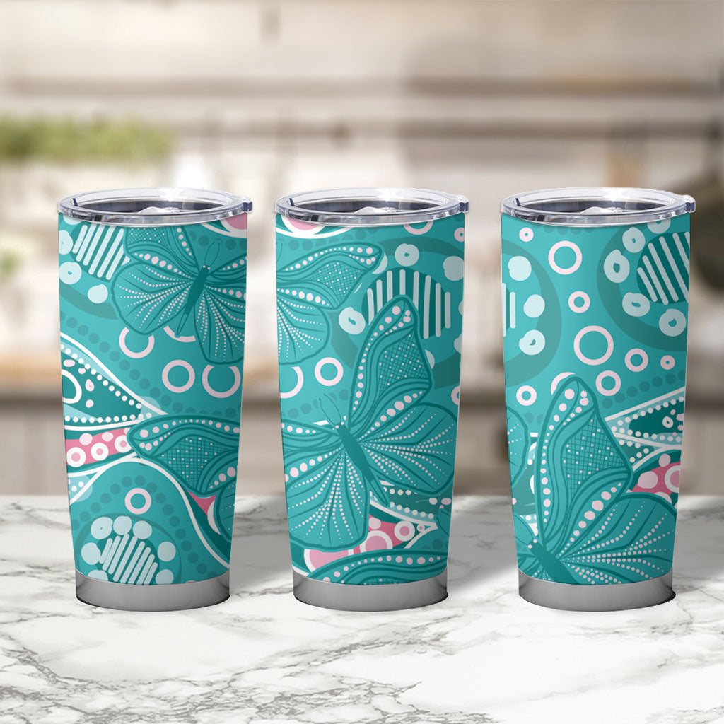 Australia Hereditary Cancer Prevention Tumbler Cup Aboriginal Butterflies
