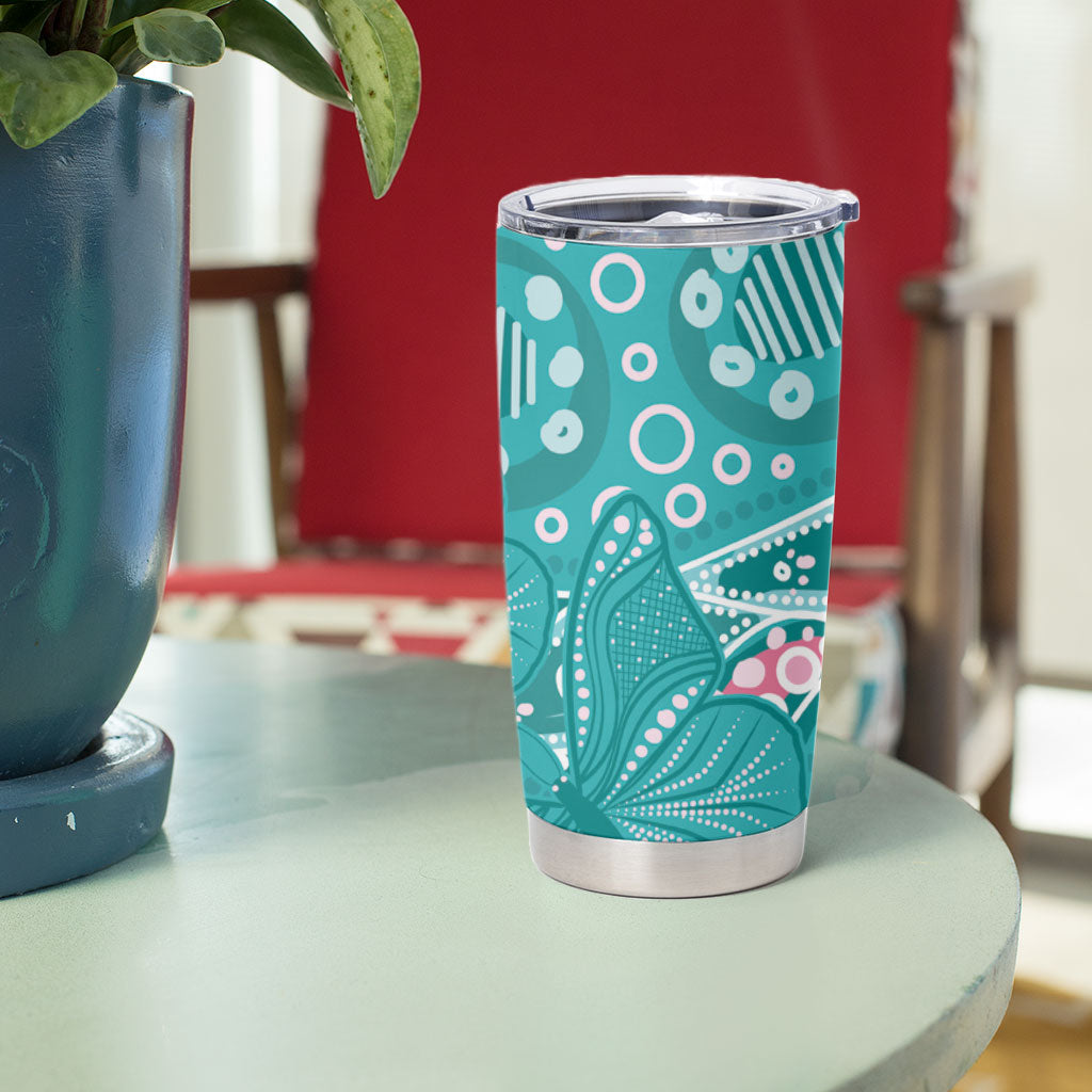 Australia Hereditary Cancer Prevention Tumbler Cup Aboriginal Butterflies