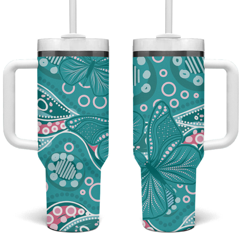 Australia Hereditary Cancer Prevention Tumbler With Handle Aboriginal Butterflies