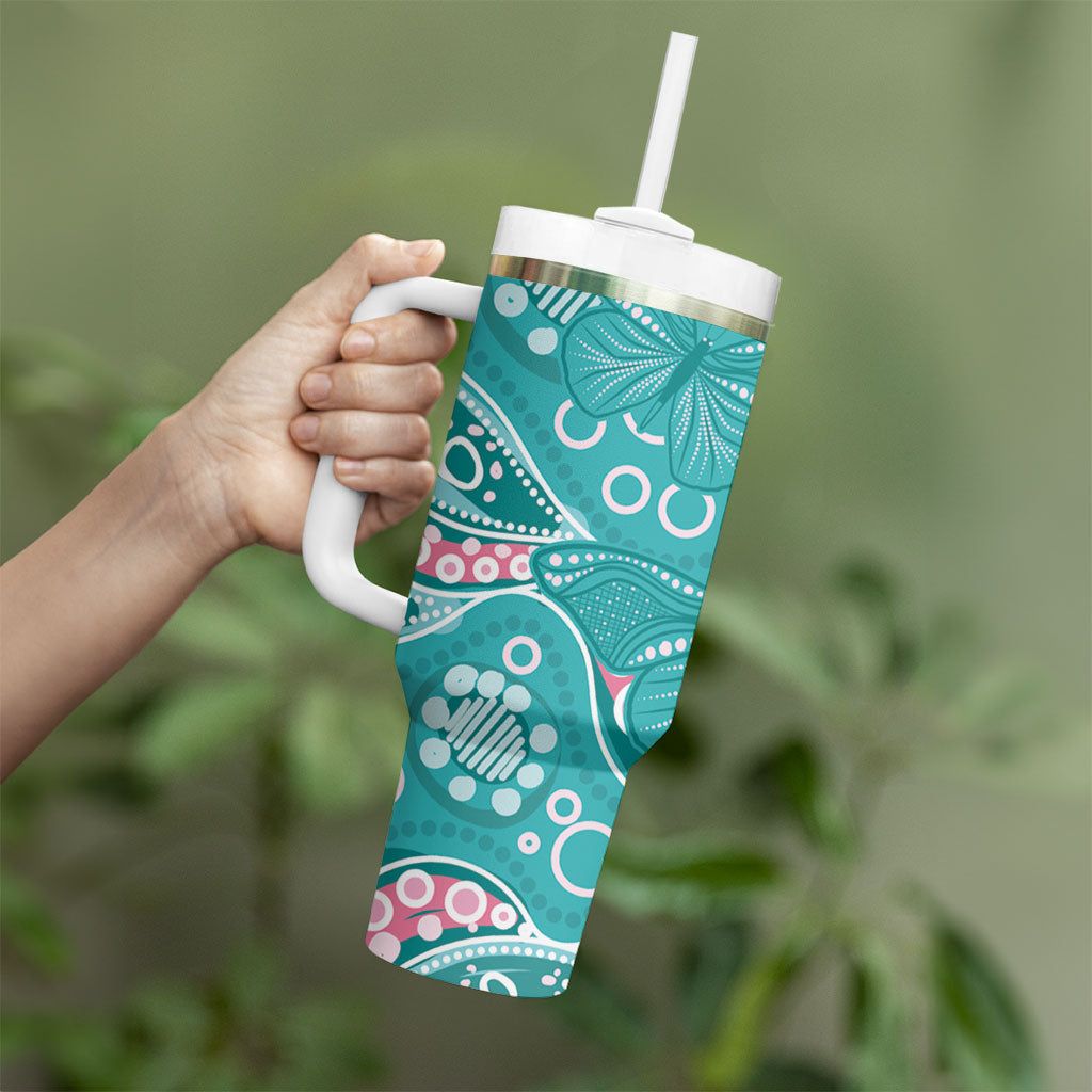 Australia Hereditary Cancer Prevention Tumbler With Handle Aboriginal Butterflies
