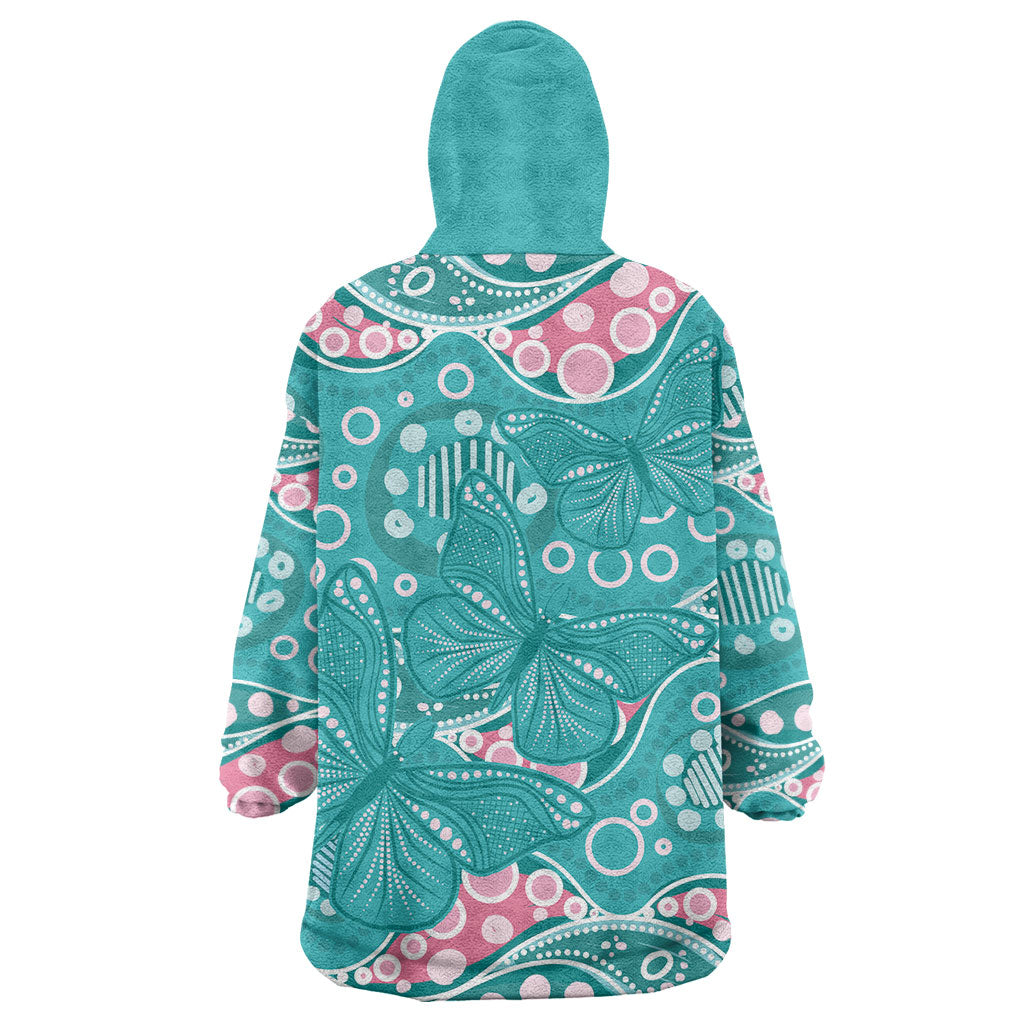 Australia Hereditary Cancer Prevention Wearable Blanket Hoodie Aboriginal Butterflies