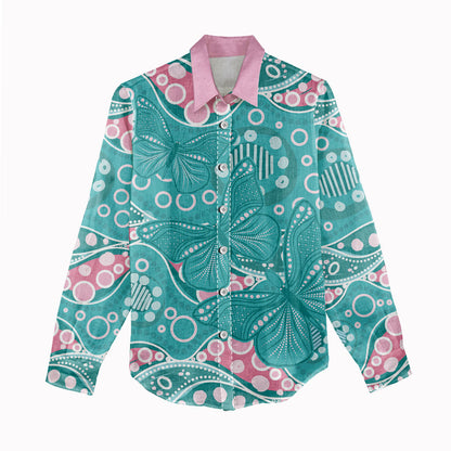 Australia Hereditary Cancer Prevention Women Casual Shirt Aboriginal Butterflies