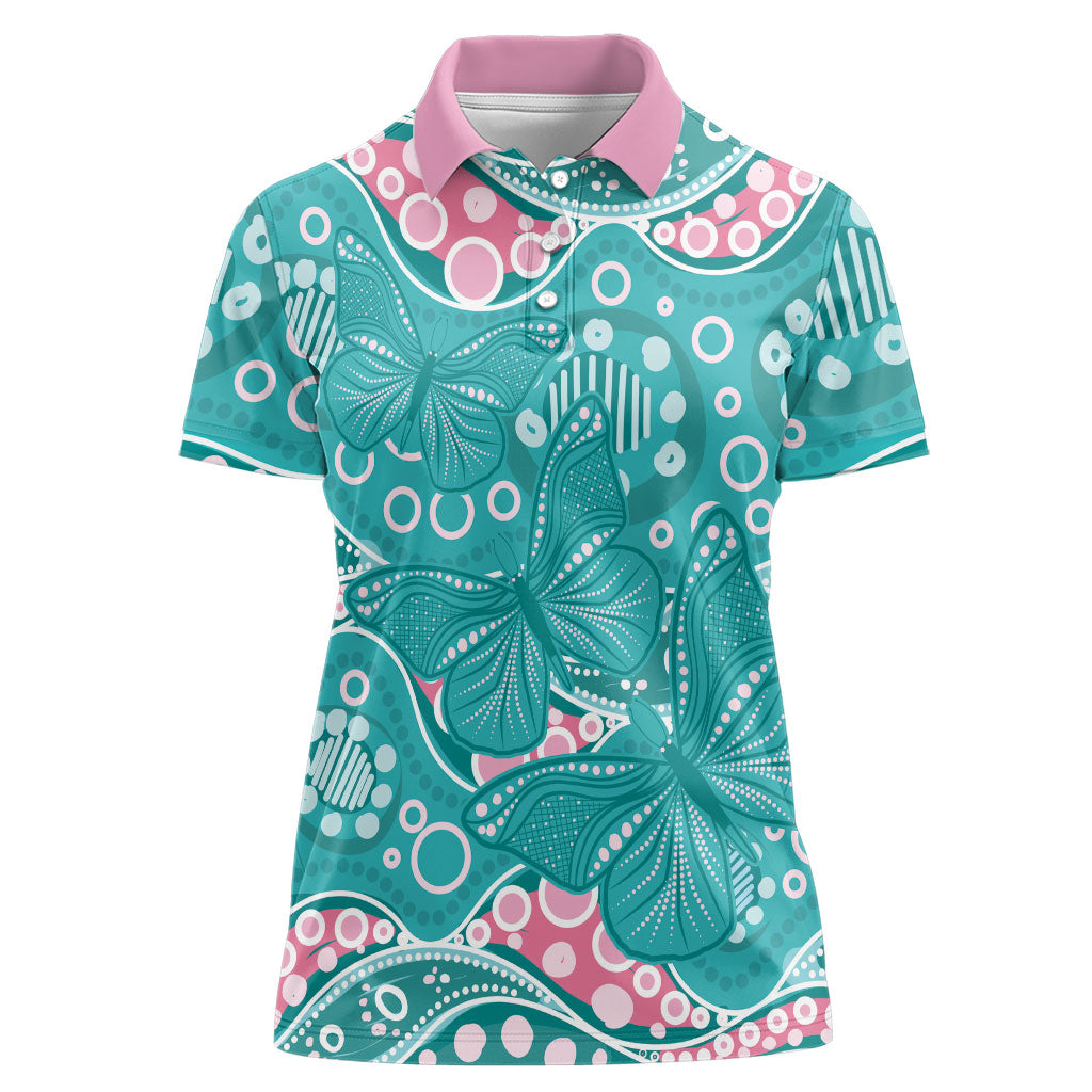 Australia Hereditary Cancer Prevention Women Polo Shirt Aboriginal Butterflies