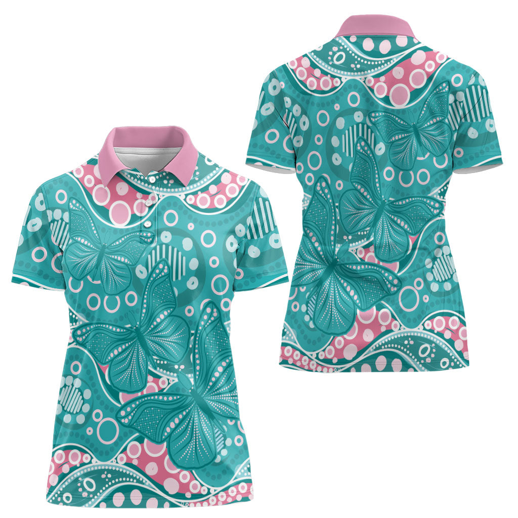 Australia Hereditary Cancer Prevention Women Polo Shirt Aboriginal Butterflies