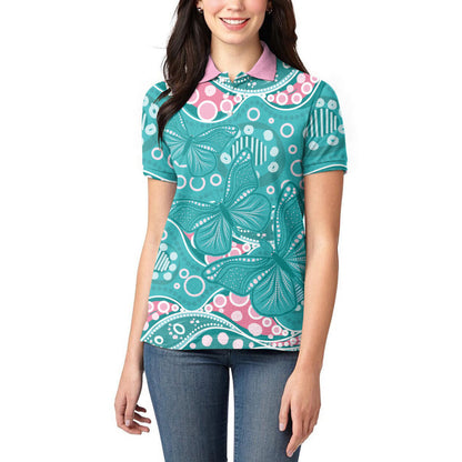 Australia Hereditary Cancer Prevention Women Polo Shirt Aboriginal Butterflies