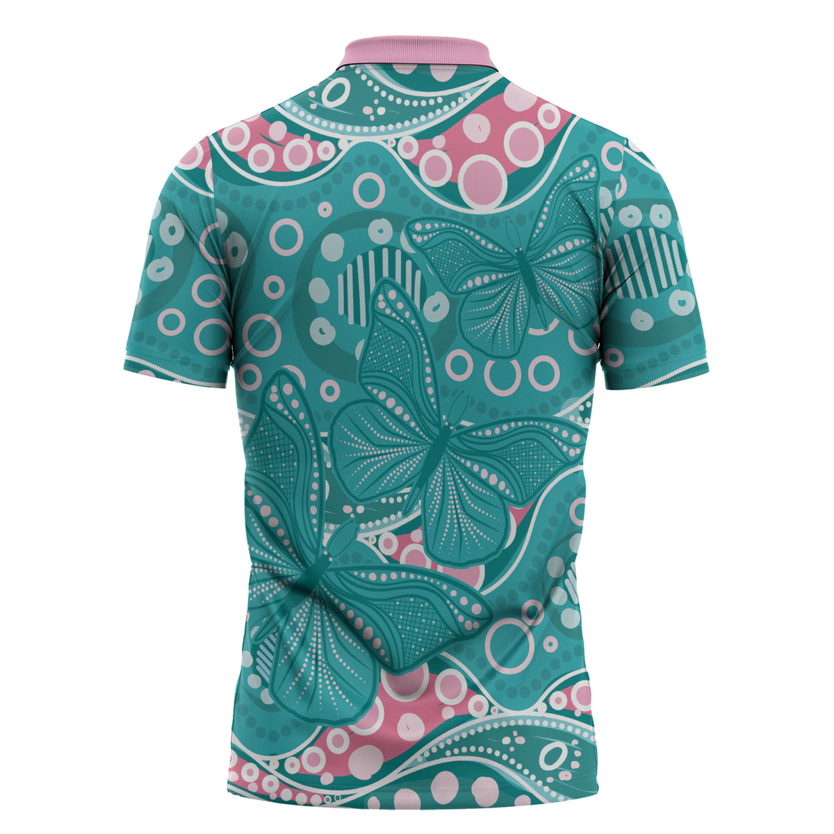 Australia Hereditary Cancer Prevention Zipper Polo Shirt Aboriginal Butterflies