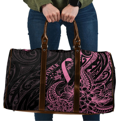 Polynesian Pink Power Travel Bag Breast Cancer Ribbon Turtle and Flowers
