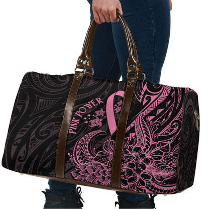 Polynesian Pink Power Travel Bag Breast Cancer Ribbon Turtle and Flowers