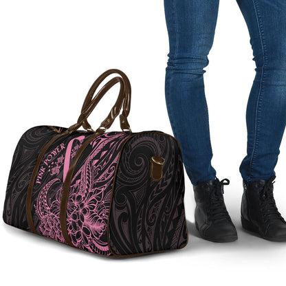 Polynesian Pink Power Travel Bag Breast Cancer Ribbon Turtle and Flowers