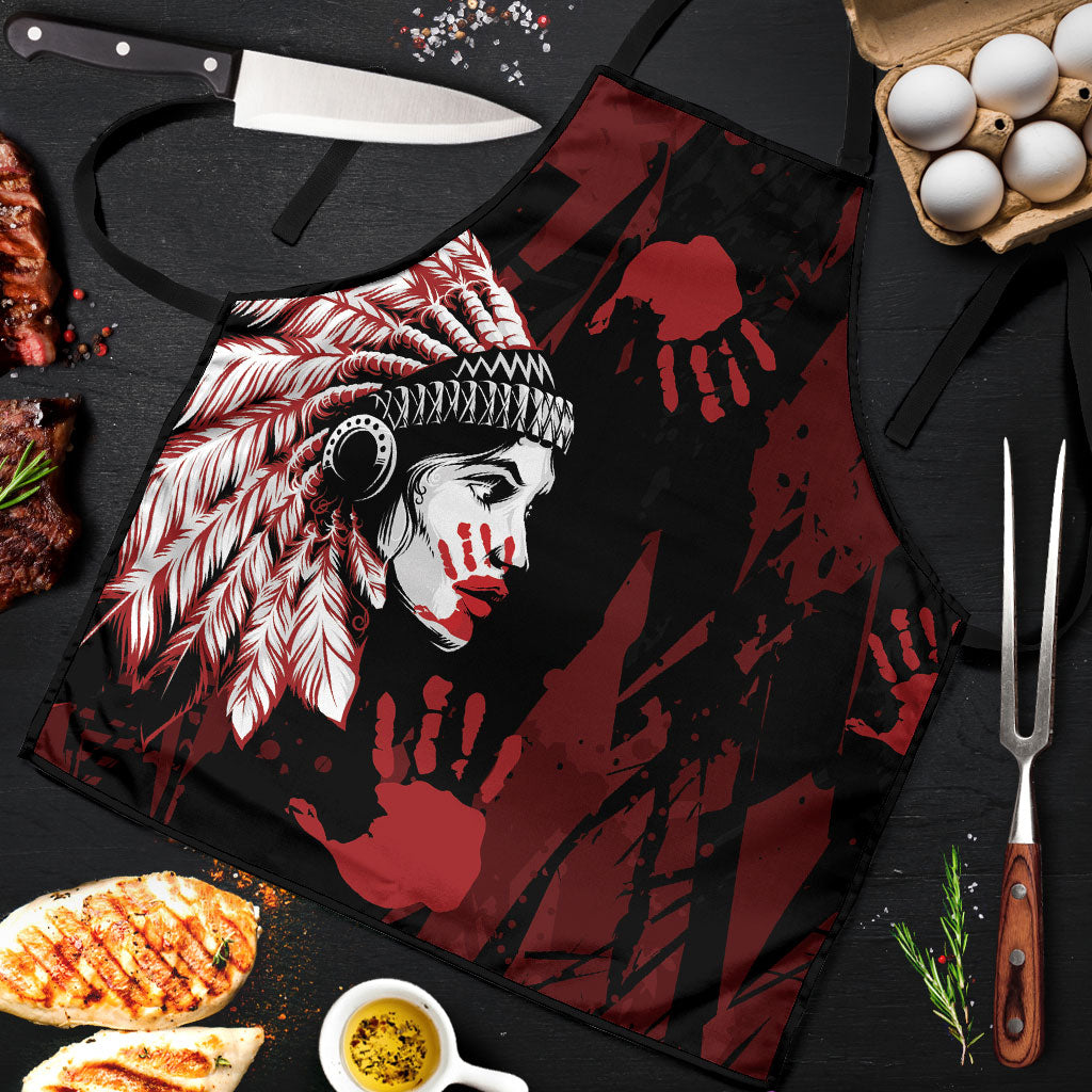 Native American MMIW Apron Red Handprint Grunge Style