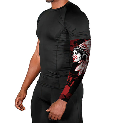 Native American MMIW Arm Sleeves Red Handprint Grunge Style