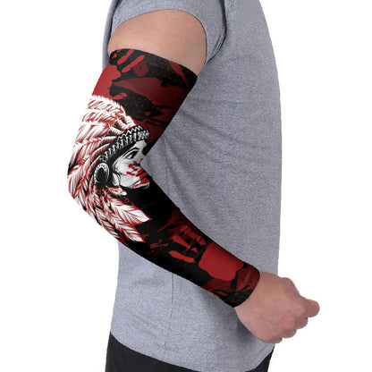 Native American MMIW Arm Sleeves Red Handprint Grunge Style