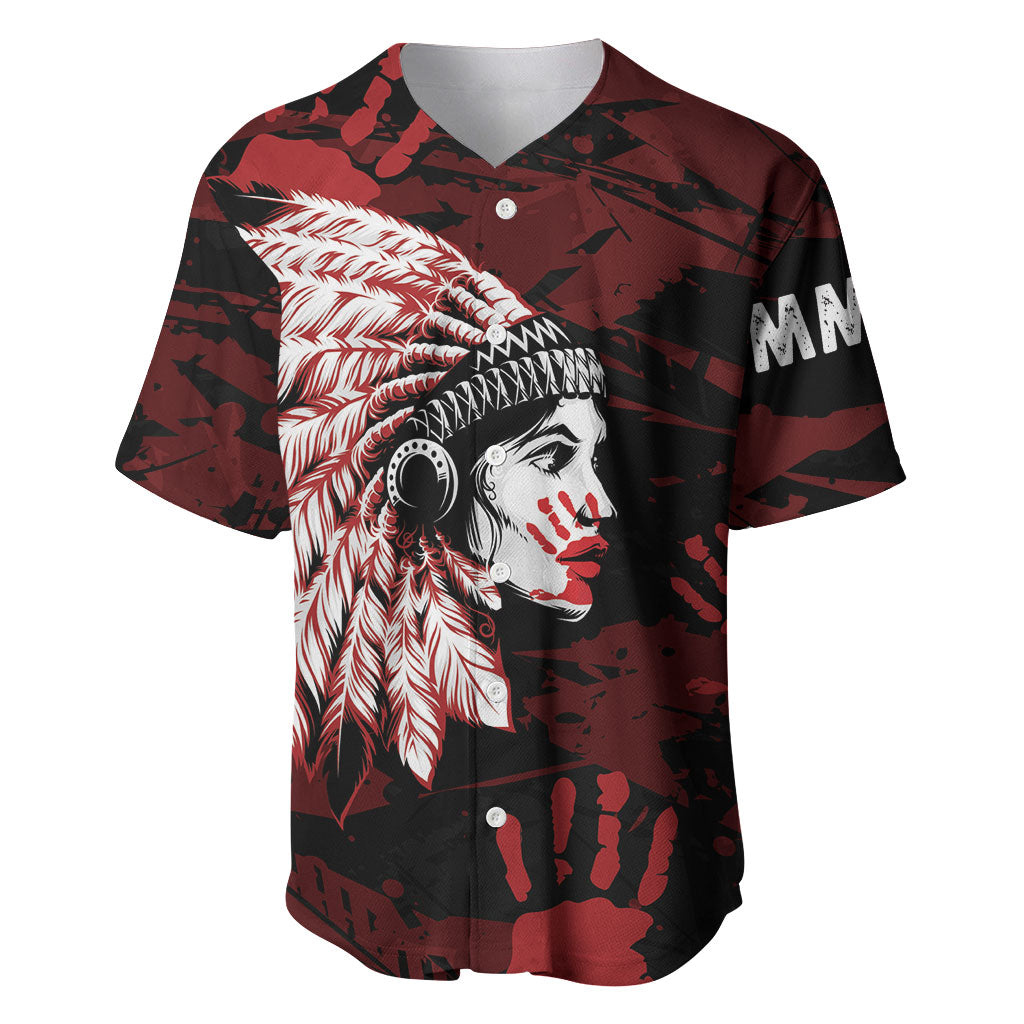 Native American MMIW Baseball Jersey Red Handprint Grunge Style