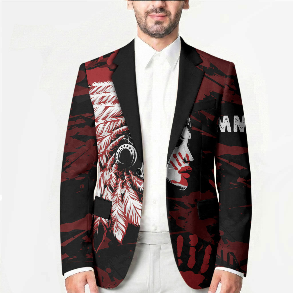 Native American MMIW Blazer Red Handprint Grunge Style