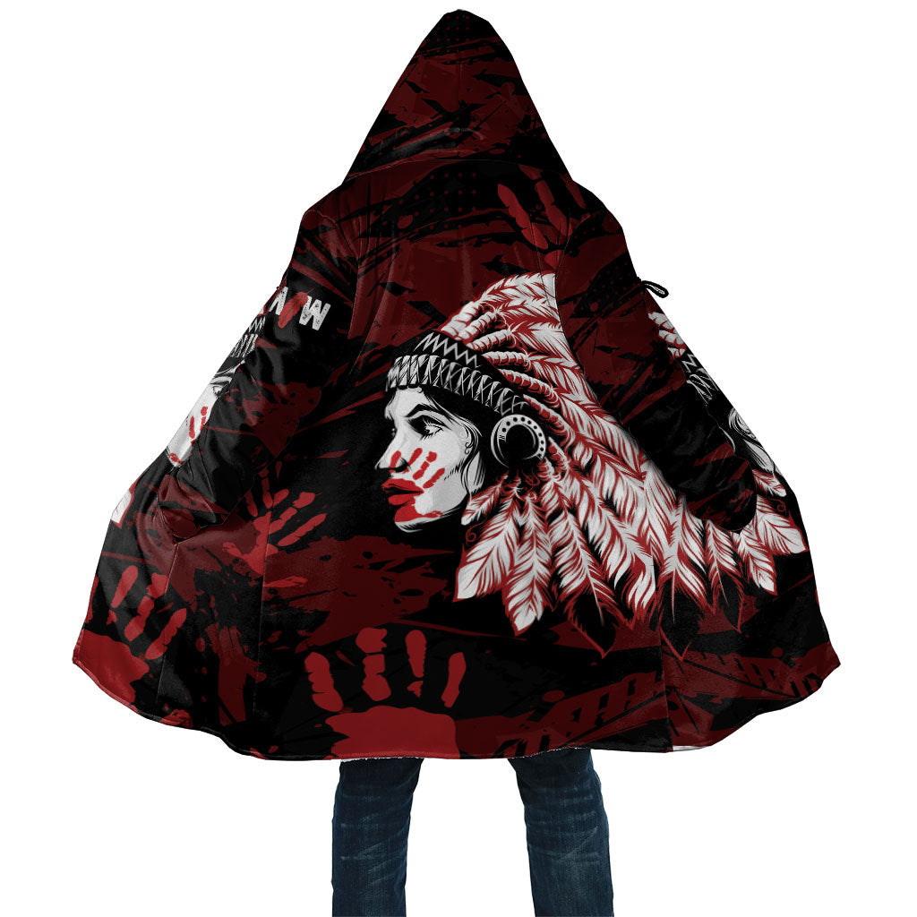 Native American MMIW Cloak Red Handprint Grunge Style