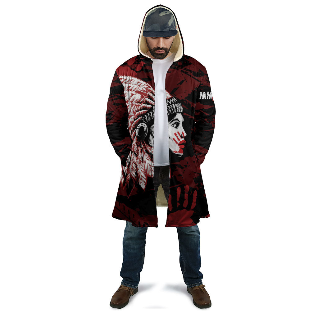 Native American MMIW Cloak Red Handprint Grunge Style