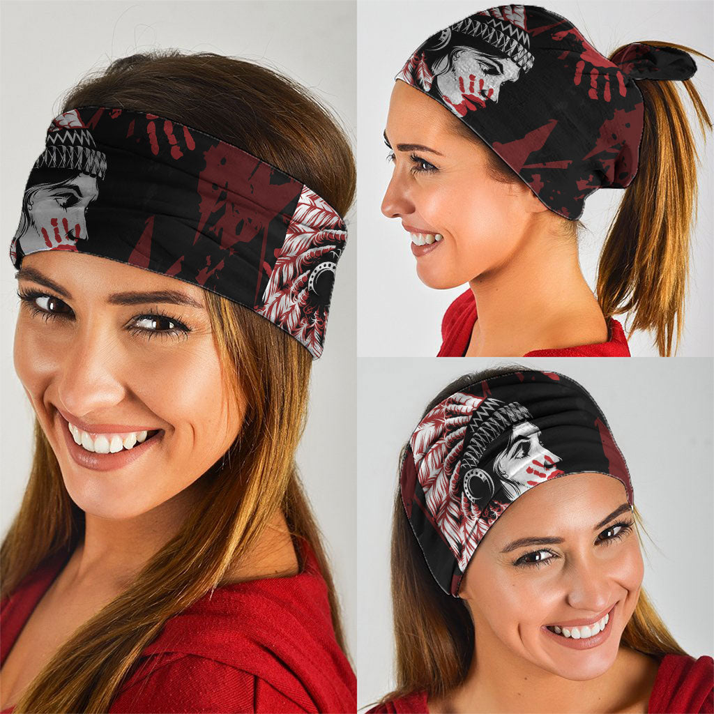 Native American MMIW Neck Gaiter Red Handprint Grunge Style