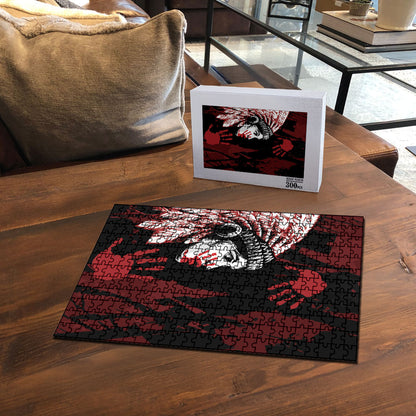 Native American MMIW Puzzle Red Handprint Grunge Style