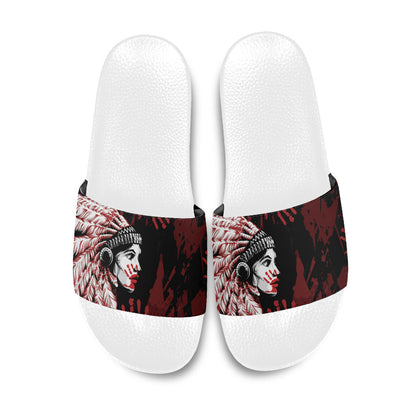 Native American MMIW Slide Sandals Red Handprint Grunge Style