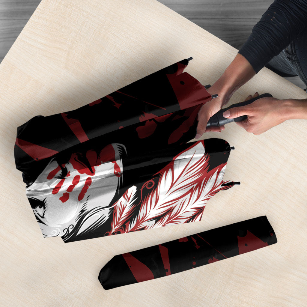 Native American MMIW Umbrella Red Handprint Grunge Style