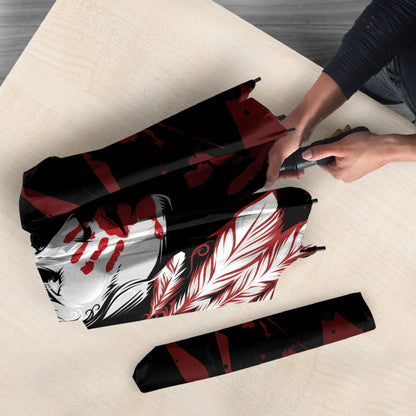 Native American MMIW Umbrella Red Handprint Grunge Style