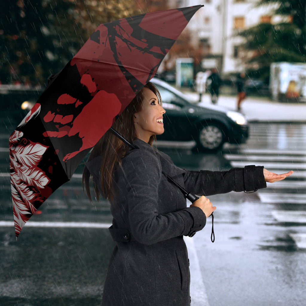 Native American MMIW Umbrella Red Handprint Grunge Style