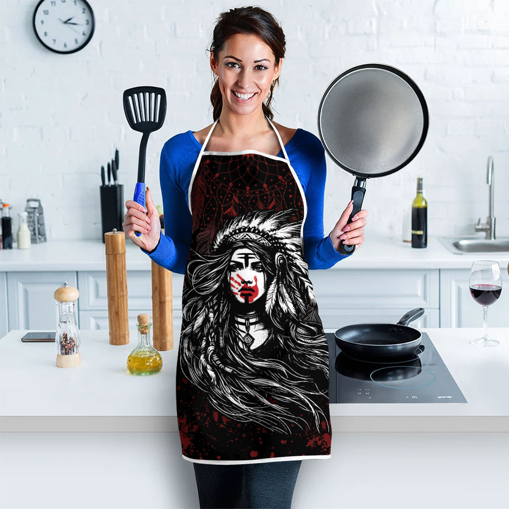 Native American MMIW Red Handprint Apron Dreamcatcher