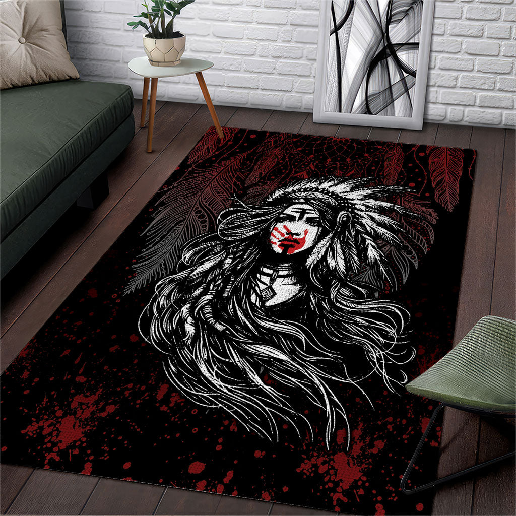 Native American MMIW Red Handprint Area Rug Dreamcatcher