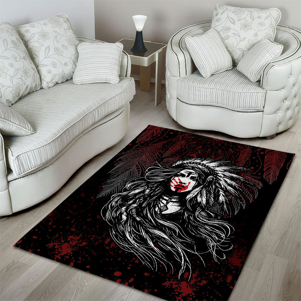 Native American MMIW Red Handprint Area Rug Dreamcatcher