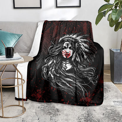 Native American MMIW Red Handprint Blanket Dreamcatcher