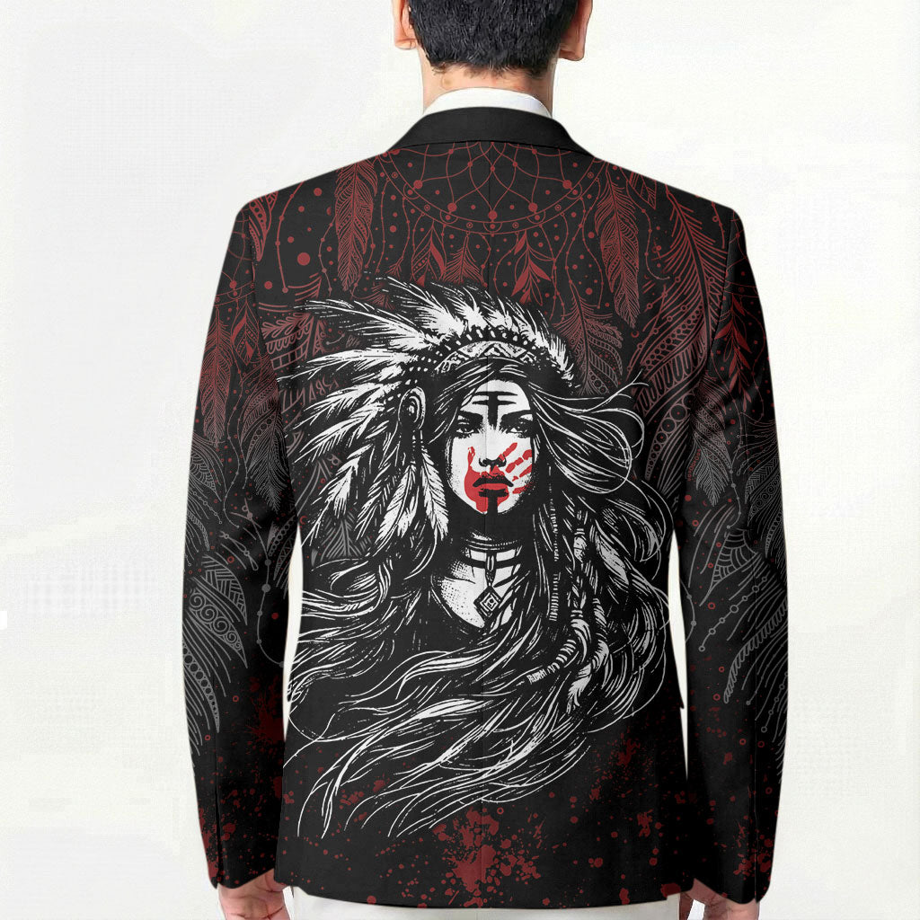 Native American MMIW Red Handprint Blazer Dreamcatcher