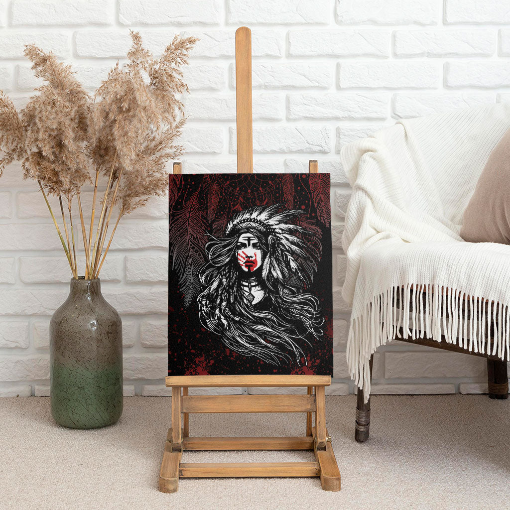 Native American MMIW Red Handprint Canvas Wall Art Dreamcatcher
