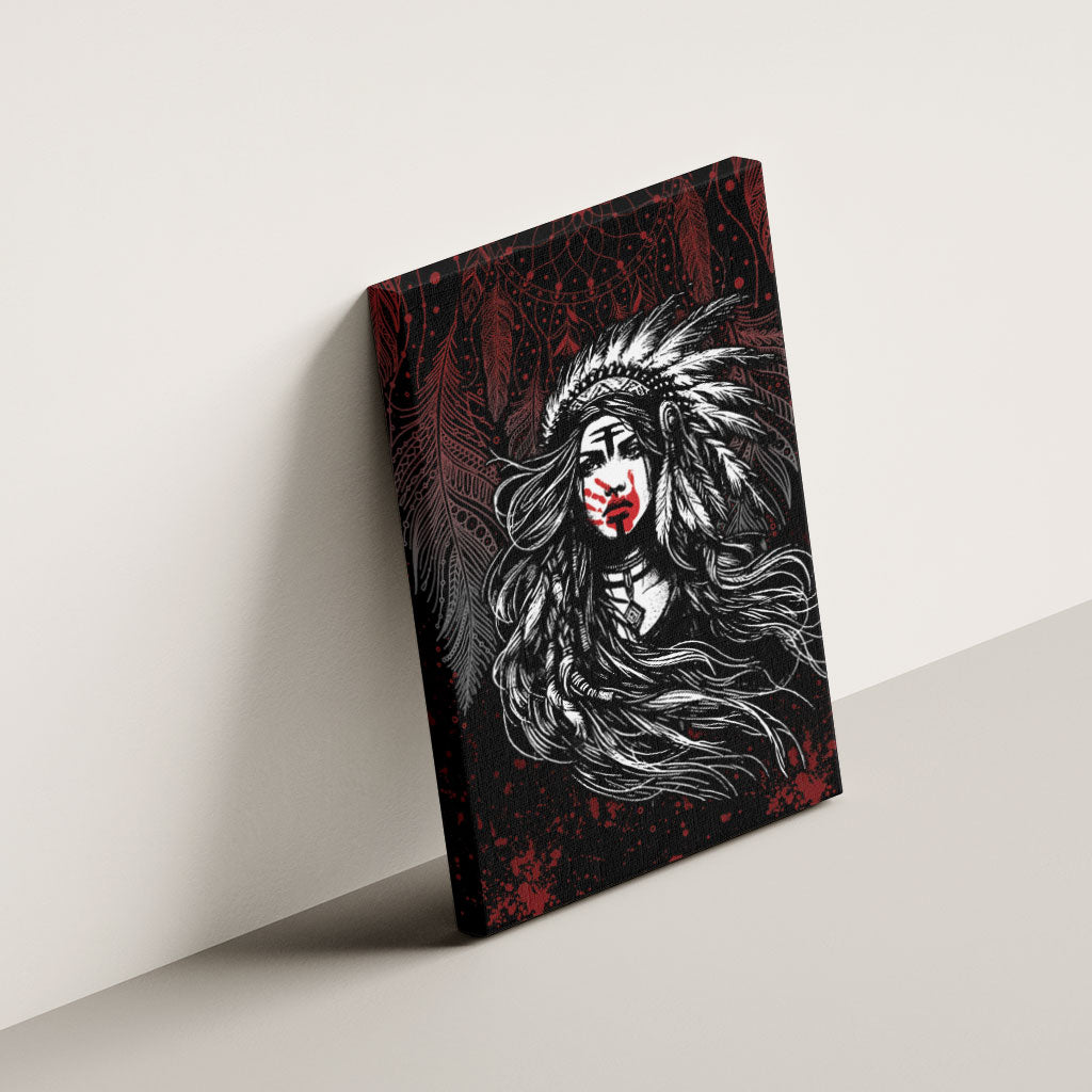 Native American MMIW Red Handprint Canvas Wall Art Dreamcatcher