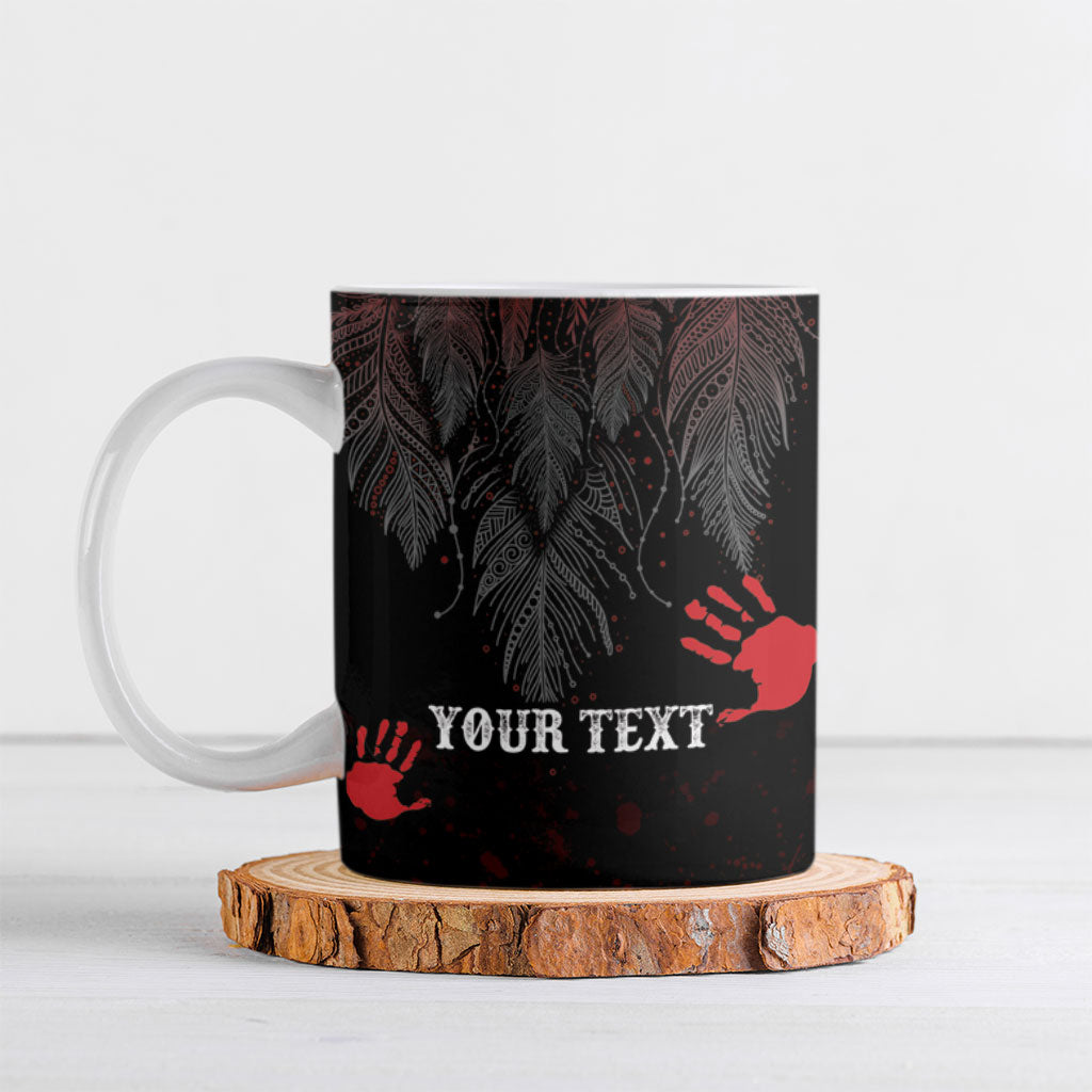 Personalized Native American MMIW Red Handprint Ceramic Mug Dreamcatcher