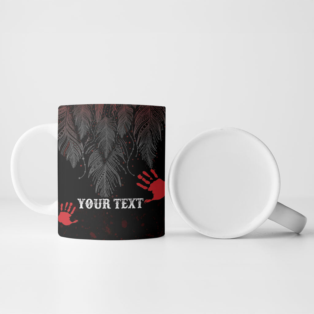 Personalized Native American MMIW Red Handprint Ceramic Mug Dreamcatcher