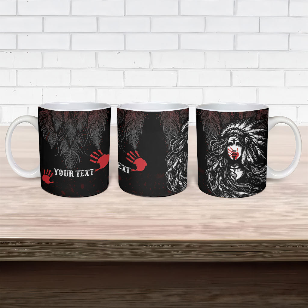 Personalized Native American MMIW Red Handprint Ceramic Mug Dreamcatcher